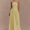 Maureen Cotton Shirring Maxi Dress – Lemon