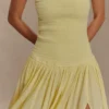 Maureen Cotton Shirring Maxi Dress – Lemon