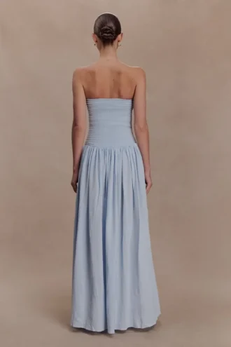 Maureen Cotton Shirring Maxi Dress – Powder Blue