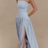 Maureen Cotton Shirring Maxi Dress – Powder Blue