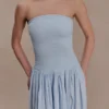 Maureen Cotton Shirring Maxi Dress – Powder Blue