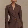 Max Cinched Waist Blazer – Chocolate Max Cinched Waist Blazer – Chocolate