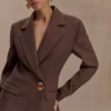Max Cinched Waist Blazer – Chocolate Max Cinched Waist Blazer – Chocolate
