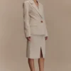Max Cinched Waist Blazer – Ivory Stone Max Cinched Waist Blazer – Ivory Stone