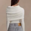 Mazie Asymetrical Cashmere Blend Long Sleeve Knit Top – Ivory