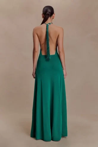 Meg Halter Tassel Maxi Dress – Emerald