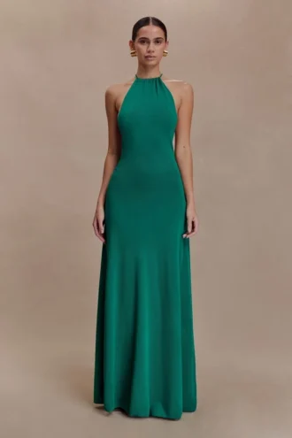 Meg Halter Tassel Maxi Dress – Emerald