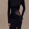 Megan Slinky And Mesh Maxi Dress – Black