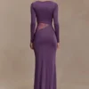 Megan Slinky And Mesh Maxi Dress – Purple