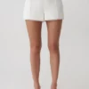 Melody Linen Short With Lace – White