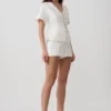 Melody Short Sleeve Shirt With Lace Collar – White Melody Short Sleeve Shirt With Lace Collar – White