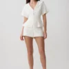 Melody Linen Short With Lace – White