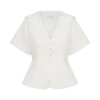 Melody Short Sleeve Shirt With Lace Collar – White Melody Short Sleeve Shirt With Lace Collar – White
