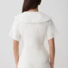 Melody Short Sleeve Shirt With Lace Collar – White Melody Short Sleeve Shirt With Lace Collar – White