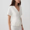 Melody Short Sleeve Shirt With Lace Collar – White Melody Short Sleeve Shirt With Lace Collar – White