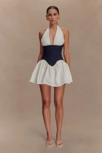 Merlyn Denim Cotton Mini Dress – Indigo Blue