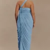 Micaela Chiffon Gathered Maxi Dress – Alaskan Blue