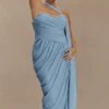 Micaela Chiffon Gathered Maxi Dress – Alaskan Blue