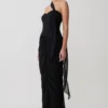 Micaela Chiffon Gathered Maxi Dress – Black Micaela Chiffon Gathered Maxi Dress – Black