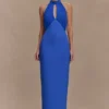 Mierah Halter Midi Dress – Cobalt Blue