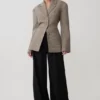Mila Shaped Blazer – Tan Check Mila Shaped Blazer – Tan Check