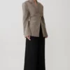 Mila Shaped Blazer – Tan Check Mila Shaped Blazer – Tan Check