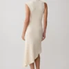 Milasandra Pleated Knit Dress – Ivory