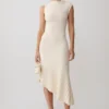 Milasandra Pleated Knit Dress – Ivory