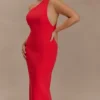 Milena One Shoulder Crepe Maxi Dress – Red