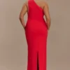 Milena One Shoulder Crepe Maxi Dress – Red