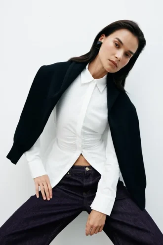 Millie Tie Back Cotton Shirt – White