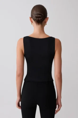 Millie Twist Sleeveless Top – Black