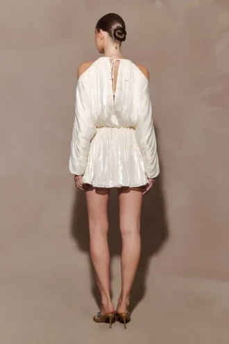 Minna Halter Mini Dress – Opal White