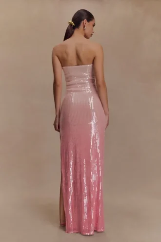 Miranda Strapless Sequin Maxi Dress – Ombre Pink