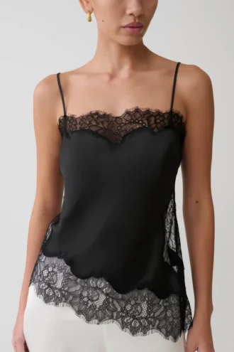 Miriam Satin & Lace Camisole – Black