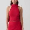 Misty Halter Backless Knit Top – Red Misty Halter Backless Knit Top – Red