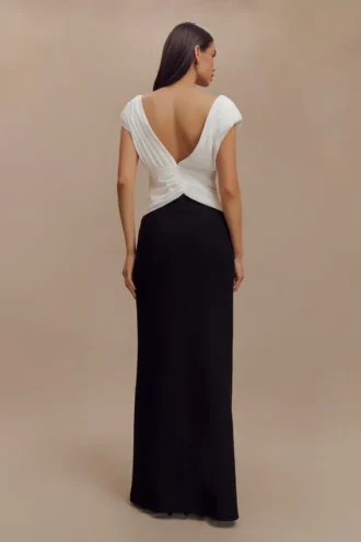 Monique Contrast Maxi Dress – Black