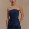 Monte Strapless Diamante Denim Corset – Midnight Blue Monte Strapless Diamante Denim Corset – Midnight Blue