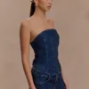 Monte Strapless Diamante Denim Corset – Midnight Blue Monte Strapless Diamante Denim Corset – Midnight Blue