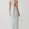 Nadine Halter Scarf Chiffon Maxi Dress – Blue Floral Print