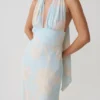 Nadine Halter Scarf Chiffon Maxi Dress – Blue Floral Print