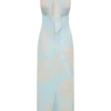 Nadine Halter Scarf Chiffon Maxi Dress – Blue Floral Print