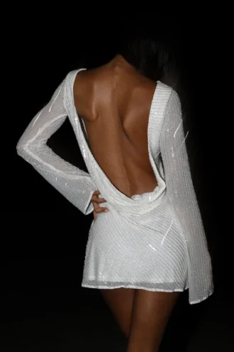 Nala Sequin Mini Dress – White