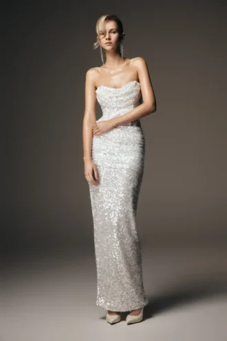 Nala Strapless Sequin Maxi Dress – Ivory