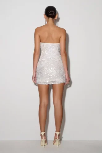 Nala Strapless Sequin Mini Dress – White