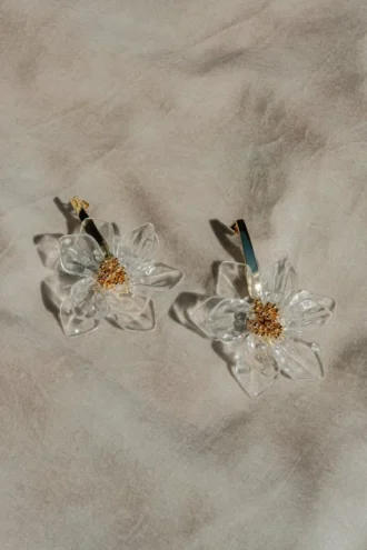 Naomi Acrylic Flower Earring – Gold