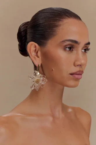 Naomi Acrylic Flower Earring – Gold