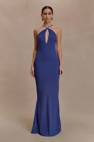 Nerea Slip Halter Maxi Dress – Purple Ink