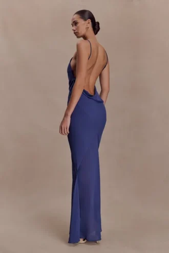 Nerea Slip Halter Maxi Dress – Purple Ink