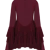 Nimah Chiffon Ruffle Mini Dress – Wine